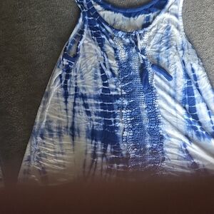 Girls Blue and White Tie-Dye Sleeveless Top